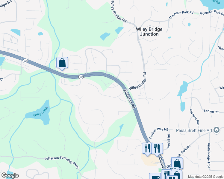 map of restaurants, bars, coffee shops, grocery stores, and more near 153 Witter Way in Woodstock