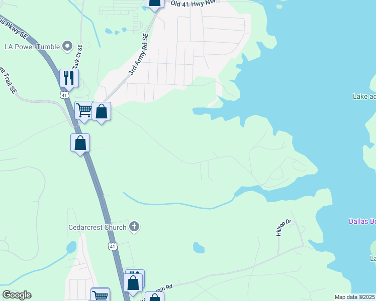 map of restaurants, bars, coffee shops, grocery stores, and more near 5790 McCoy Road in Acworth