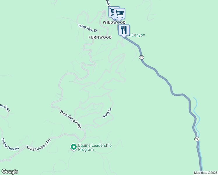 map of restaurants, bars, coffee shops, grocery stores, and more near 20070 Observation Drive in Topanga