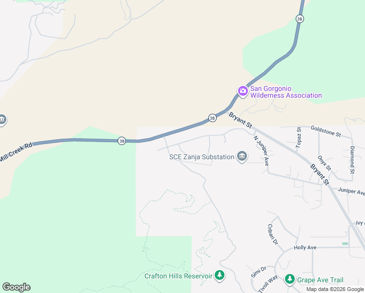 map of restaurants, bars, coffee shops, grocery stores, and more near 34511 Kadota Street in Yucaipa