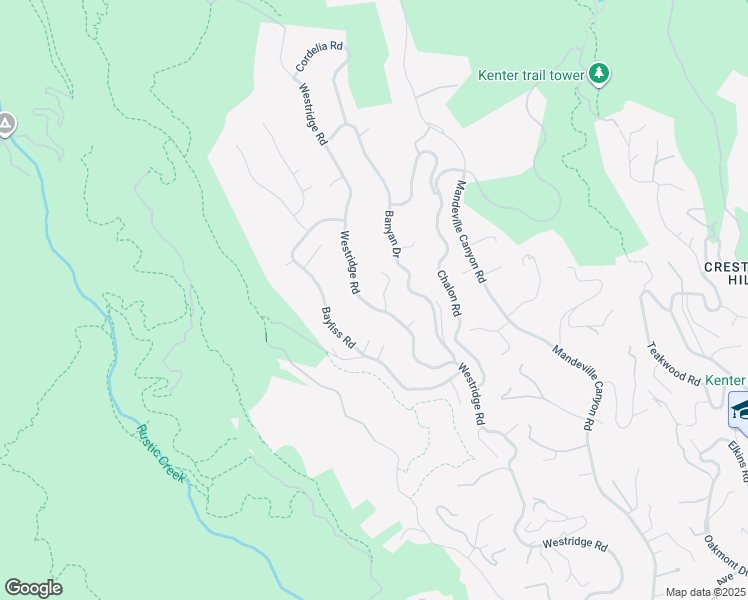 map of restaurants, bars, coffee shops, grocery stores, and more near 2242 Westridge Road in Los Angeles
