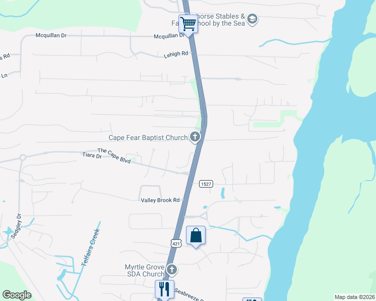 map of restaurants, bars, coffee shops, grocery stores, and more near 7301 Cassimir Place in Wilmington