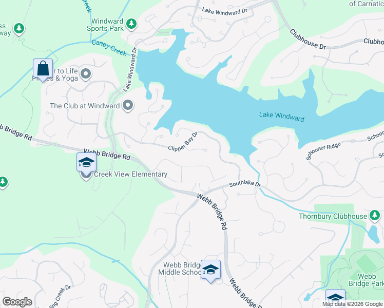 map of restaurants, bars, coffee shops, grocery stores, and more near 290 Dodd Lane in Alpharetta