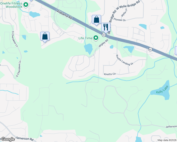 map of restaurants, bars, coffee shops, grocery stores, and more near 228 Brookview Place in Woodstock