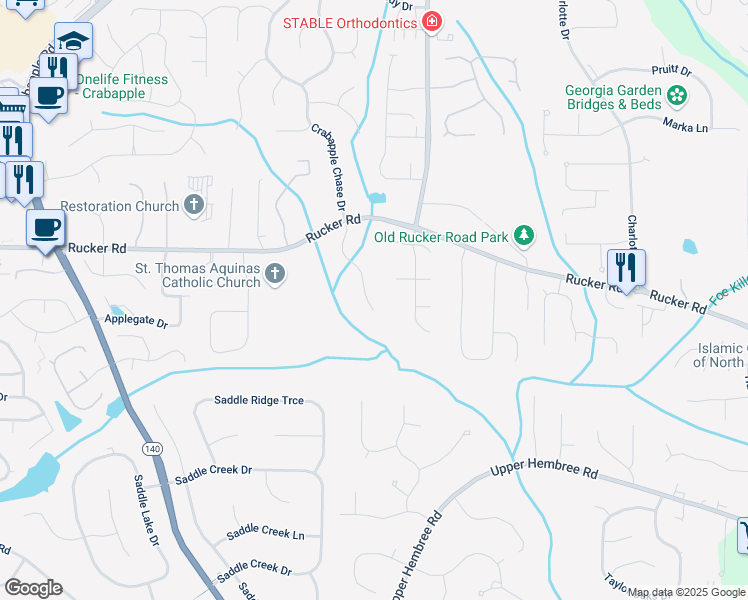 map of restaurants, bars, coffee shops, grocery stores, and more near 200 Welford Trce in Alpharetta