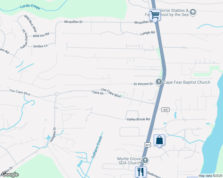 map of restaurants, bars, coffee shops, grocery stores, and more near 701-799 Tiara Drive in Wilmington