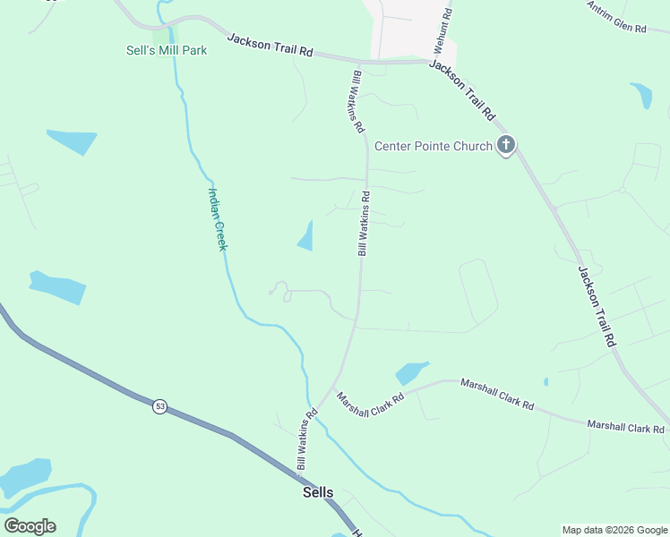 map of restaurants, bars, coffee shops, grocery stores, and more near 483 Bill Watkins Road in Hoschton