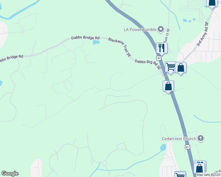 map of restaurants, bars, coffee shops, grocery stores, and more near 6473 Rutledge Drive Southeast in Acworth