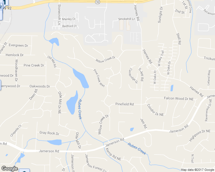 map of restaurants, bars, coffee shops, grocery stores, and more near 5217 Willow Ridge Drive in Woodstock
