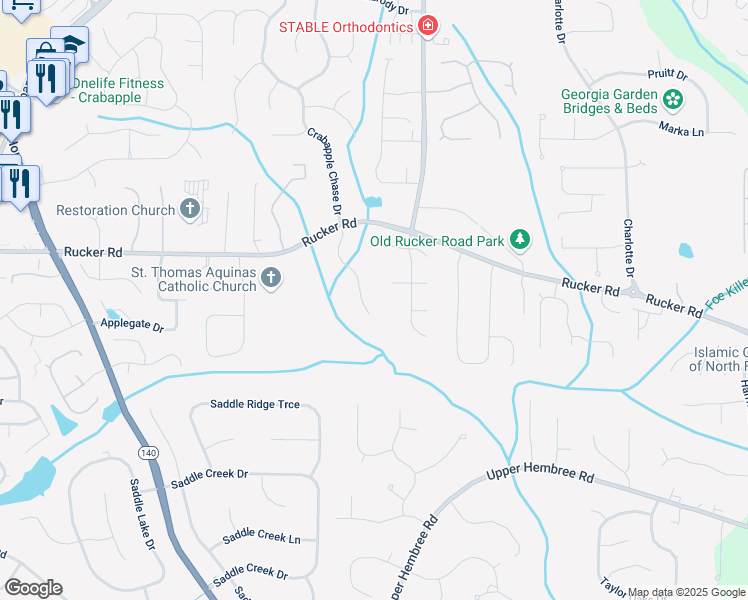 map of restaurants, bars, coffee shops, grocery stores, and more near 200 Welford Trce in Alpharetta