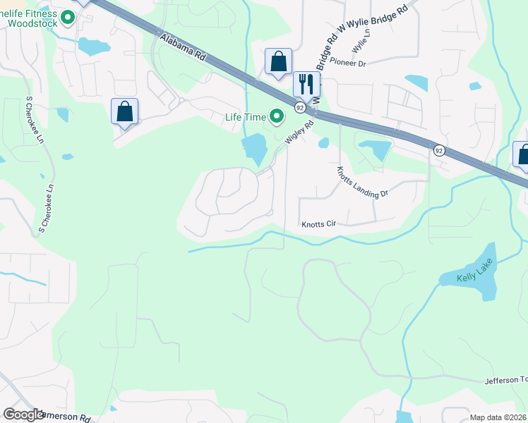 map of restaurants, bars, coffee shops, grocery stores, and more near 241 Brookview Place in Woodstock