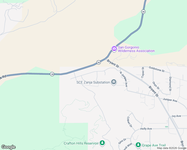 map of restaurants, bars, coffee shops, grocery stores, and more near 34583 Kadota Street in Yucaipa