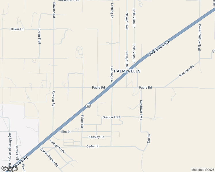 map of restaurants, bars, coffee shops, grocery stores, and more near 51495 Twentynine Palms Highway in Morongo Valley