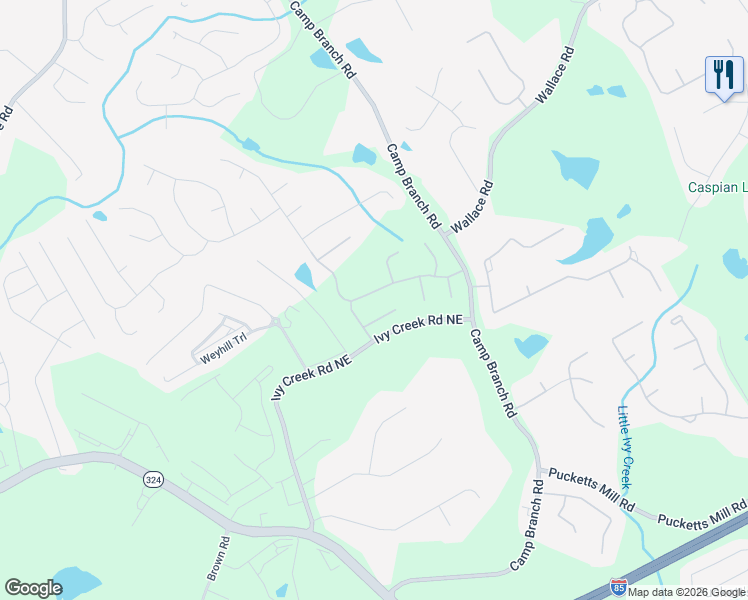 map of restaurants, bars, coffee shops, grocery stores, and more near 2804 Country House Lane in Buford