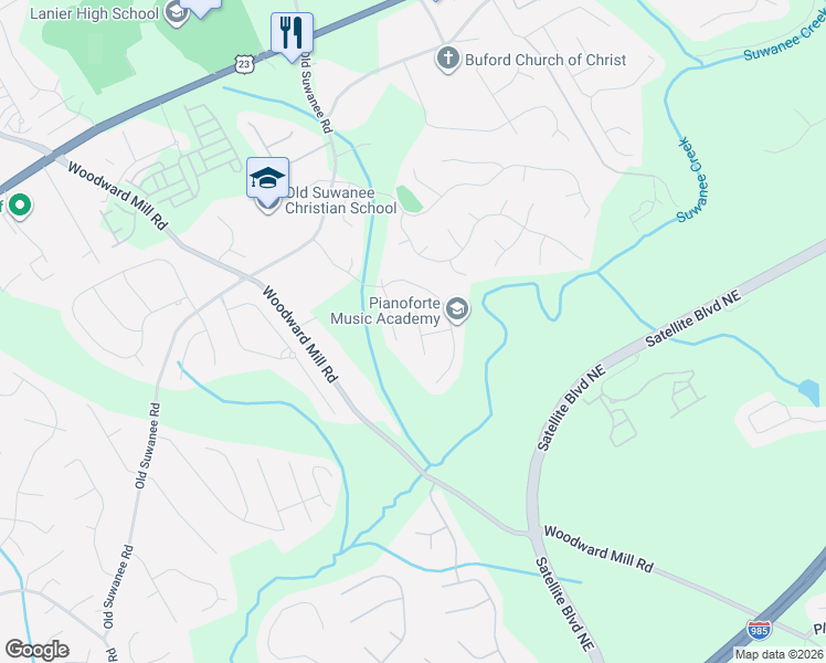 map of restaurants, bars, coffee shops, grocery stores, and more near 4002 Golden Gate Way in Buford