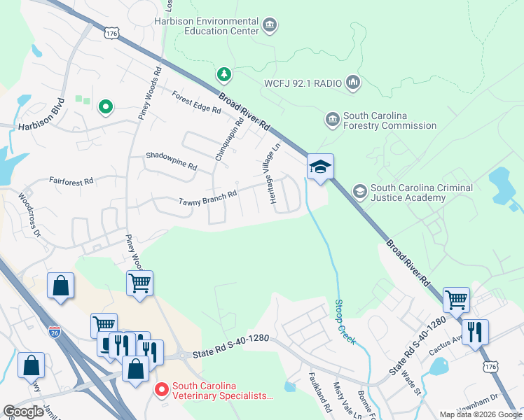 map of restaurants, bars, coffee shops, grocery stores, and more near 29 Prices Court in Columbia