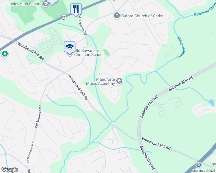 map of restaurants, bars, coffee shops, grocery stores, and more near 4002 Golden Gate Way in Buford