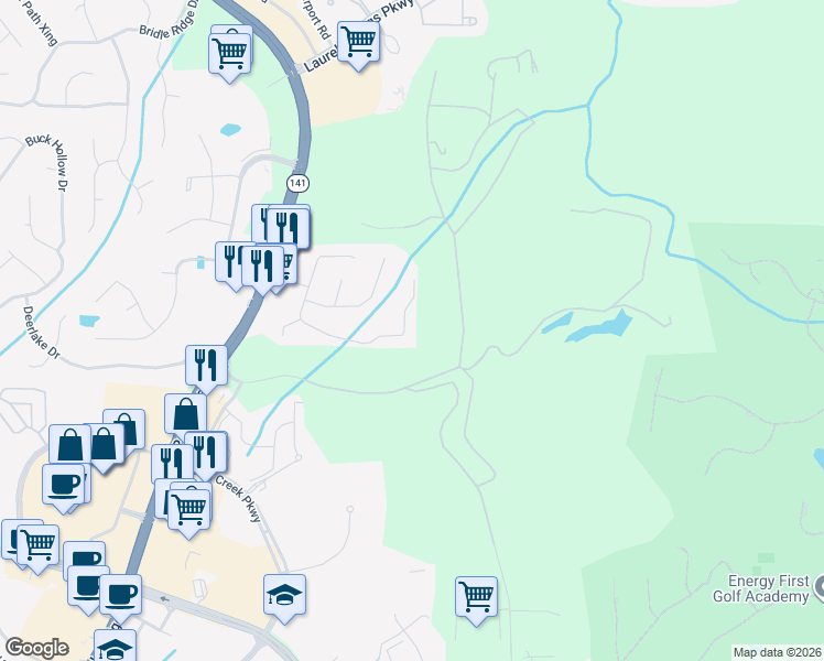 map of restaurants, bars, coffee shops, grocery stores, and more near 3910 Dalwood Drive in Suwanee