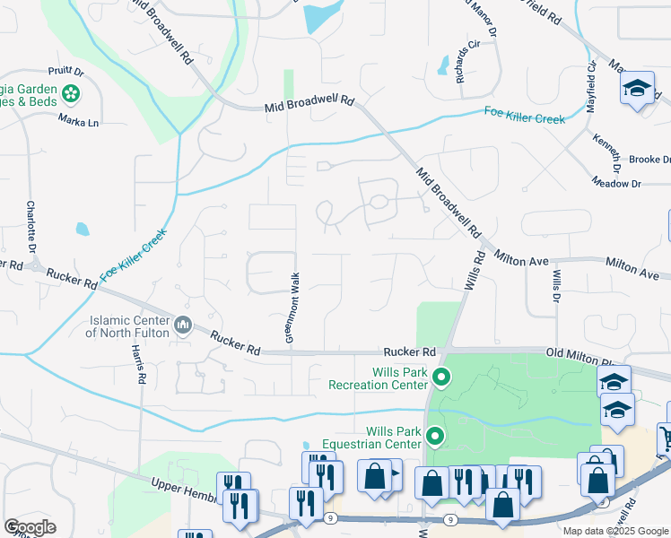 map of restaurants, bars, coffee shops, grocery stores, and more near 101 Cains Cove Drive in Alpharetta