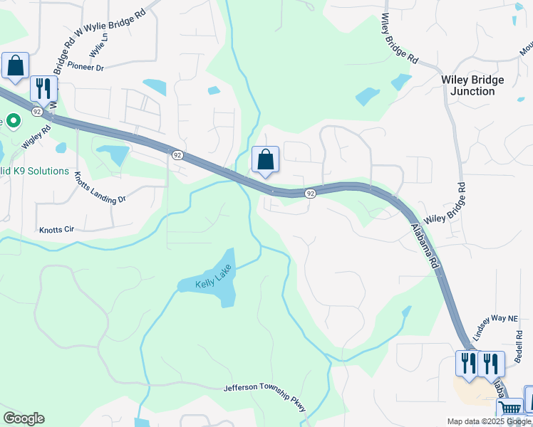 map of restaurants, bars, coffee shops, grocery stores, and more near 185 Bellehaven Drive in Woodstock