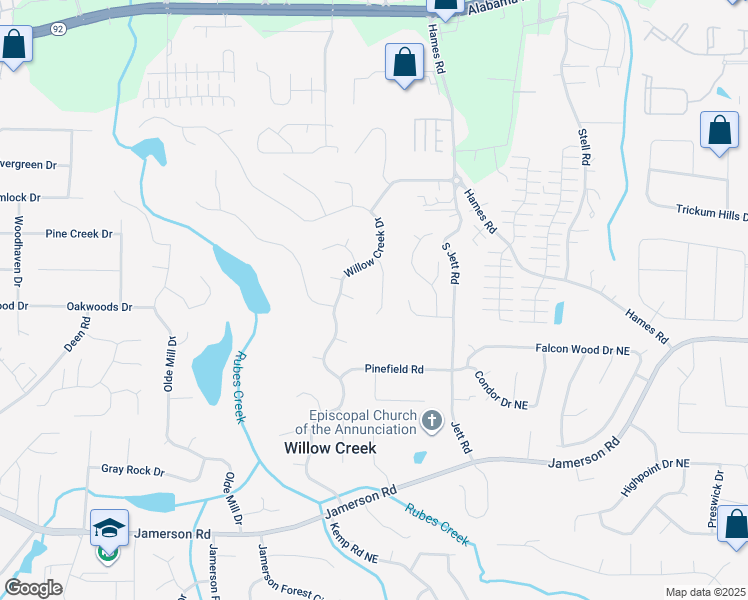 map of restaurants, bars, coffee shops, grocery stores, and more near 5107 Old Chestnut Court in Woodstock