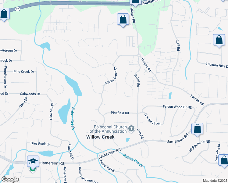 map of restaurants, bars, coffee shops, grocery stores, and more near 5107 Old Chestnut Court in Woodstock