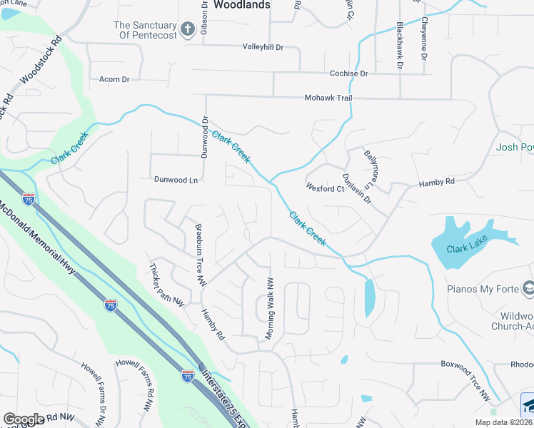 map of restaurants, bars, coffee shops, grocery stores, and more near 5067 Sherrer Drive Northwest in Acworth