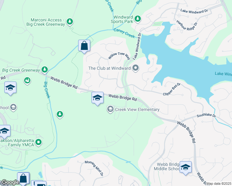 map of restaurants, bars, coffee shops, grocery stores, and more near 222 Mossy Place in Alpharetta