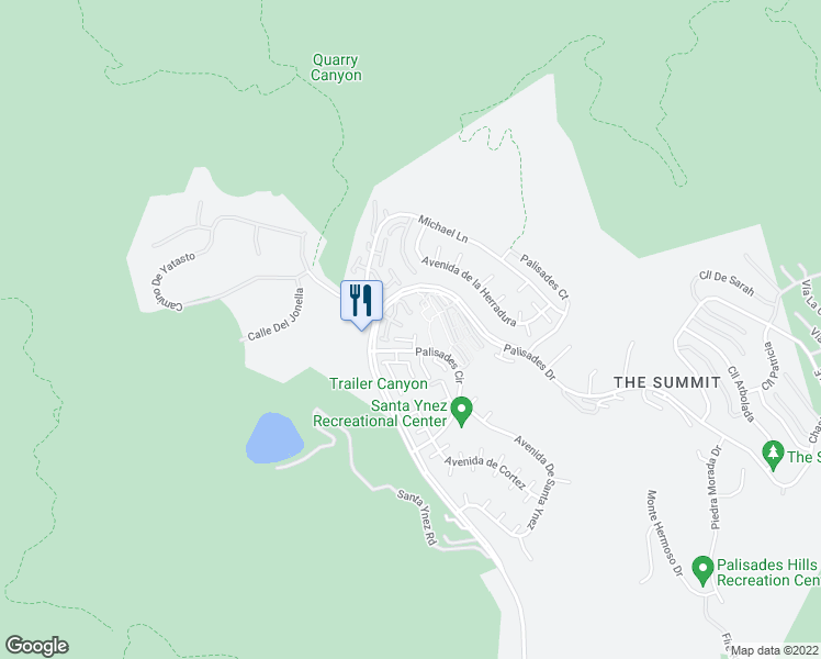 map of restaurants, bars, coffee shops, grocery stores, and more near 1662 Palisades Drive in Los Angeles