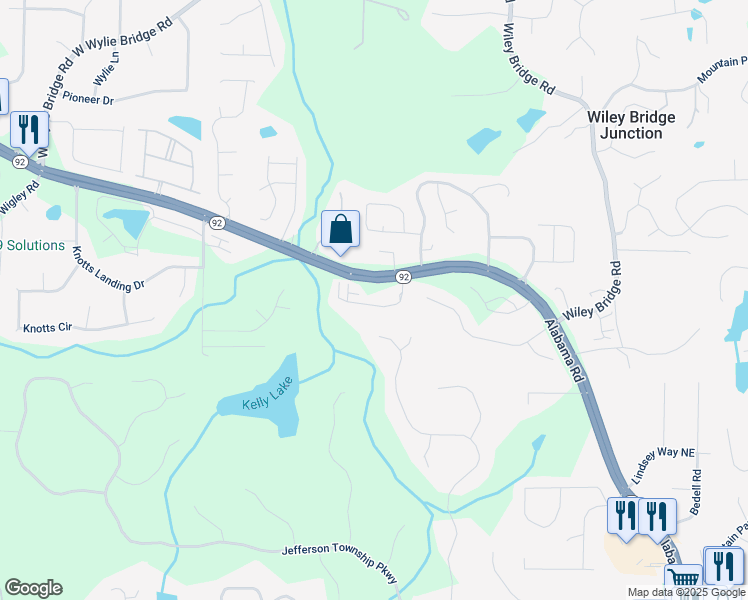 map of restaurants, bars, coffee shops, grocery stores, and more near 154 Bellehaven Drive in Woodstock