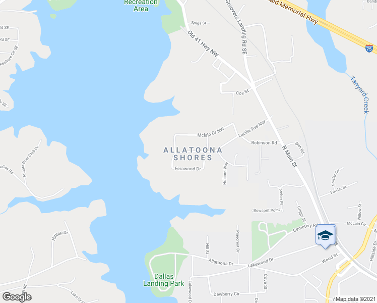 map of restaurants, bars, coffee shops, grocery stores, and more near 5137 Lucille Avenue Northwest in Acworth