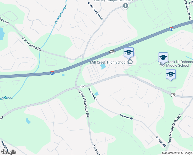 map of restaurants, bars, coffee shops, grocery stores, and more near 4316 Waxwing Street in Hoschton