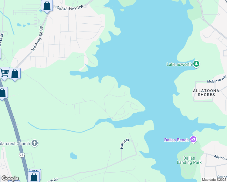 map of restaurants, bars, coffee shops, grocery stores, and more near 5500 McCoy Road in Acworth