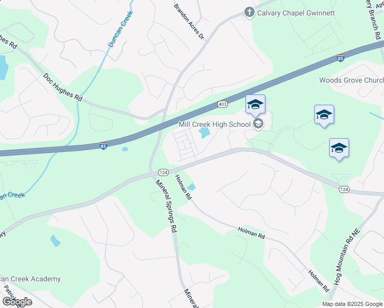 map of restaurants, bars, coffee shops, grocery stores, and more near 4316 Waxwing Street in Hoschton