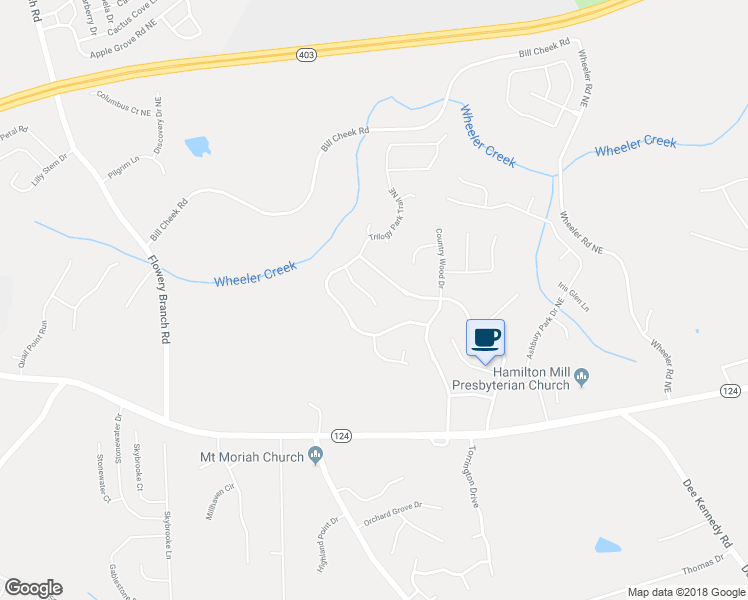 map of restaurants, bars, coffee shops, grocery stores, and more near 4910 Shellnut Pth Northeast in Hoschton