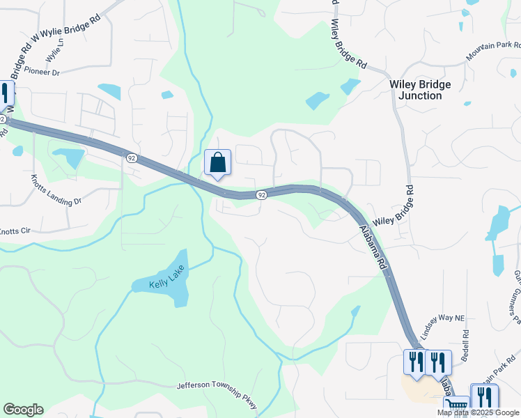 map of restaurants, bars, coffee shops, grocery stores, and more near 129 Bellhaven Dr in Woodstock