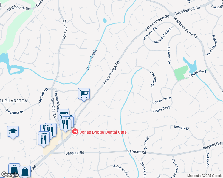 map of restaurants, bars, coffee shops, grocery stores, and more near 12480 Magnolia Circle in Alpharetta