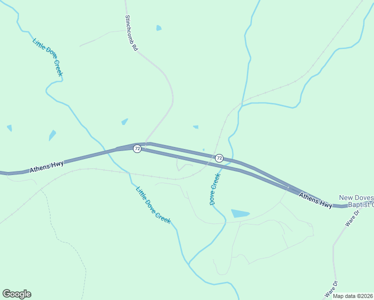 map of restaurants, bars, coffee shops, grocery stores, and more near 2404 Athens Highway in Elberton