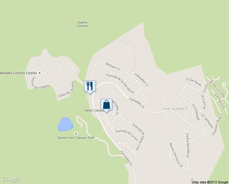 map of restaurants, bars, coffee shops, grocery stores, and more near 1750 Palisades Drive in Los Angeles