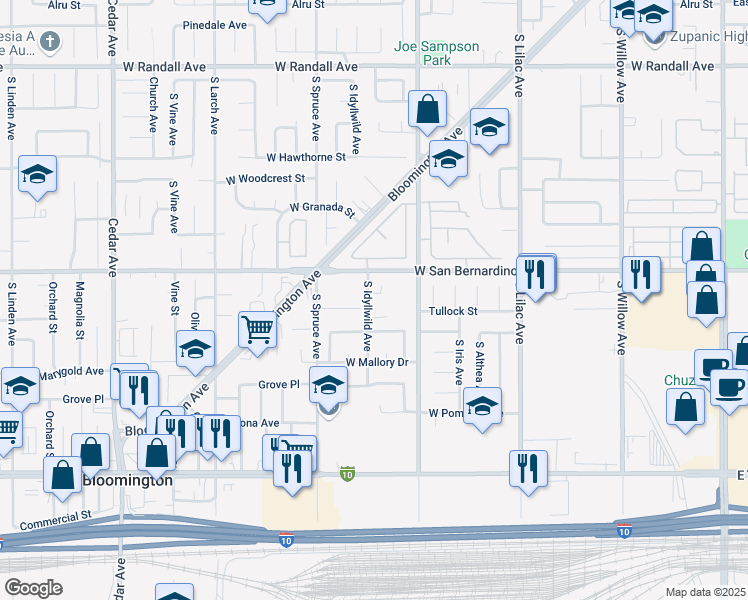 map of restaurants, bars, coffee shops, grocery stores, and more near 788 Tullock Street in Bloomington