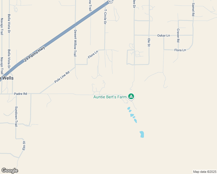 map of restaurants, bars, coffee shops, grocery stores, and more near 52324 Canyon Road in Morongo Valley