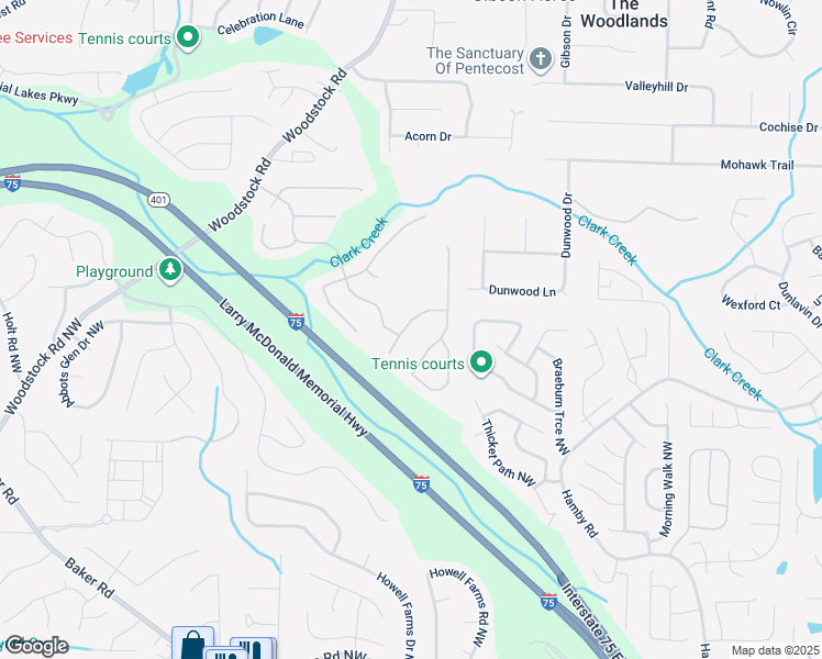 map of restaurants, bars, coffee shops, grocery stores, and more near 2418 Centennial Hill Way Northwest in Acworth