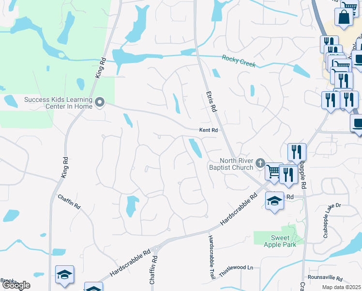 map of restaurants, bars, coffee shops, grocery stores, and more near 225 Wexford Overlook Drive in Roswell