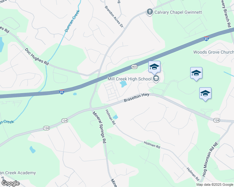 map of restaurants, bars, coffee shops, grocery stores, and more near 4376 Waxwing Street in Buford
