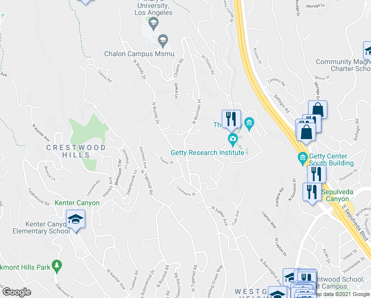 map of restaurants, bars, coffee shops, grocery stores, and more near 875 North Norman Place in Los Angeles