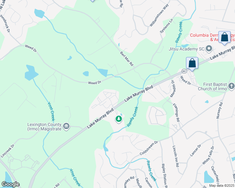 map of restaurants, bars, coffee shops, grocery stores, and more near 2038 Lake Murray Boulevard in Columbia