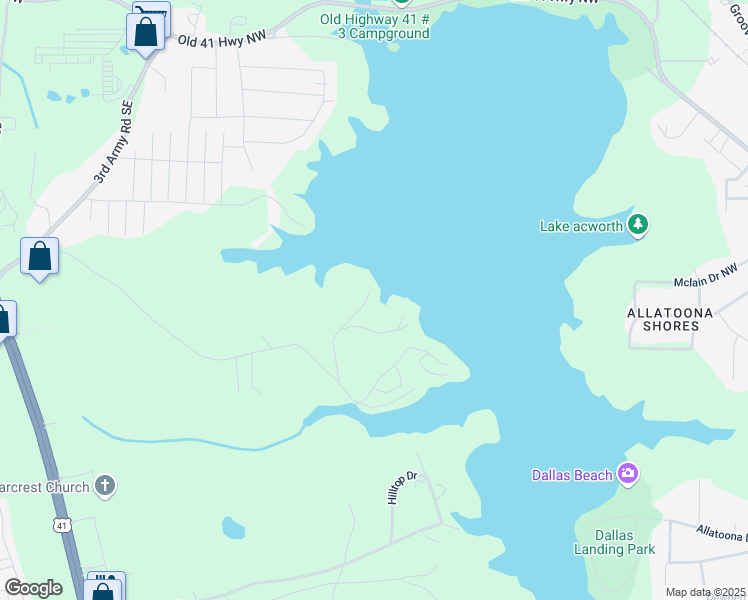 map of restaurants, bars, coffee shops, grocery stores, and more near 5500 McCoy Road in Acworth