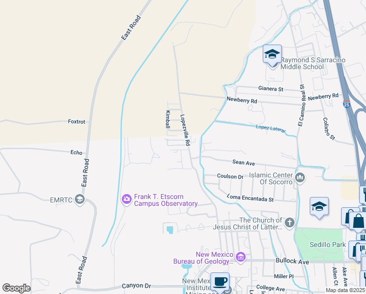 map of restaurants, bars, coffee shops, grocery stores, and more near 1240 Gibson Circle in Socorro