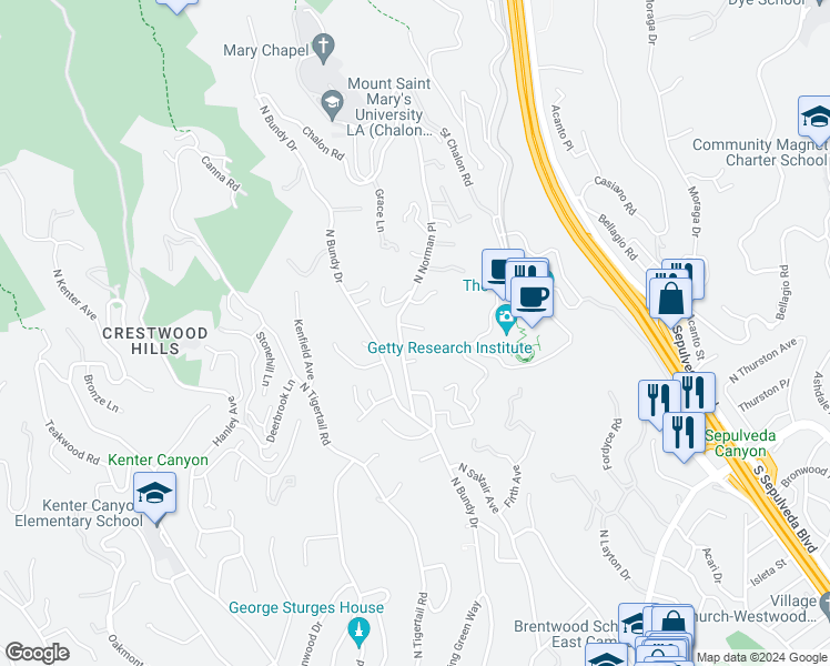 map of restaurants, bars, coffee shops, grocery stores, and more near 868 North Norman Place in Los Angeles