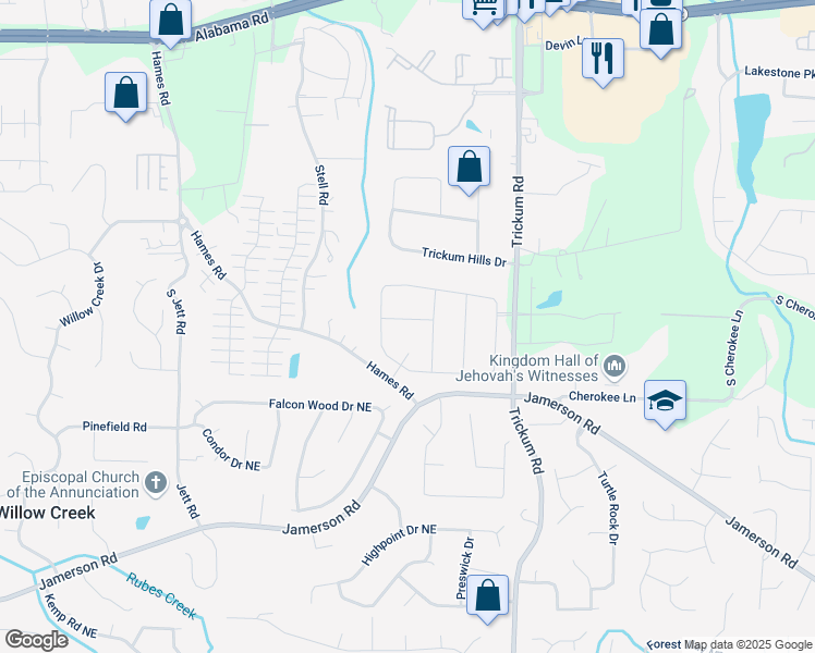 map of restaurants, bars, coffee shops, grocery stores, and more near 304 Aurora Avenue in Woodstock